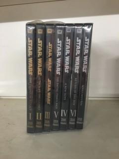 Star Wars Episodes 1, 2, 3, 4, 5, 6.