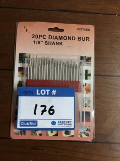 20 Pc Diamond Bur For Rotary Tool, 1/8" Shank.