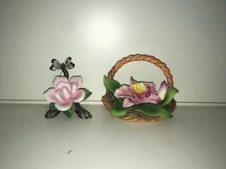 (2) Flower Figurines.