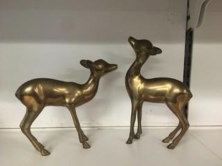 (2) Brass Deer Figurines.