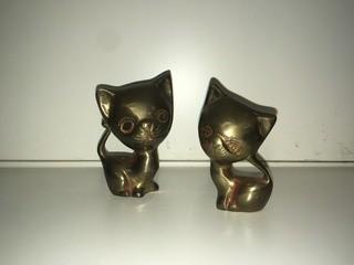 (2) Brass Cat Figurines.