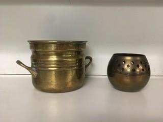 Brass Bucket & Candle Holder.