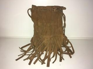 Leather Drawstring Bucket Bag.