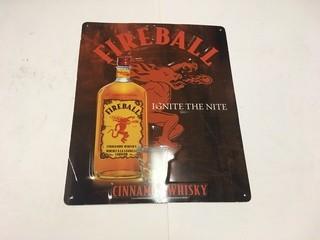 Fireball Tin Sign, 14" x 17".