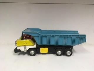 Yellow & Blue Metal Dump Truck.