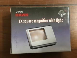 Hawk 3X Square Magnifier w/Light.
