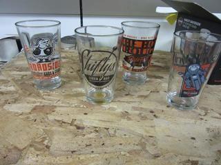 (4) Harley Davidson 16 Oz Pint Glasses.