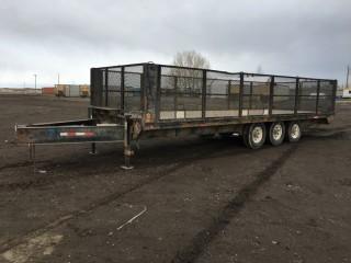 2005 PJ Trailers 25' Triaxle Pintle Hitch Trailer c/w 42" Cage Welded to Frame. S/N 4P5PH253451073725.