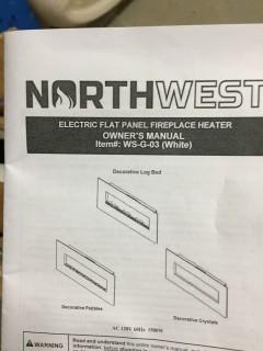 Northwest Electric Flat Panel Fire Place Heater.