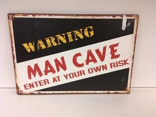 Man Cave Tin Sign, 14" x 9-1/2".