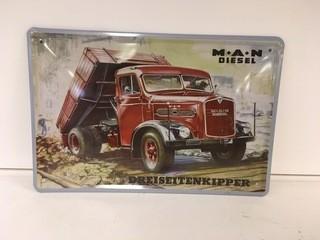 M-A-N Diesel Tin Sign, 12" x 8".