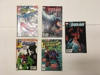 (5) Spiderman Comic Books.