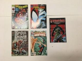 (5) Spiderman Comic Books.