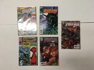 (5) Spiderman Comic Books.