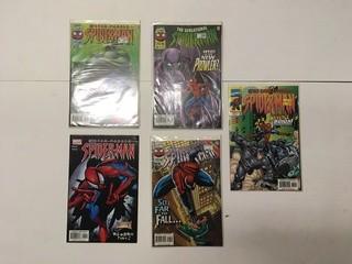 (5) Spiderman Comic Books.