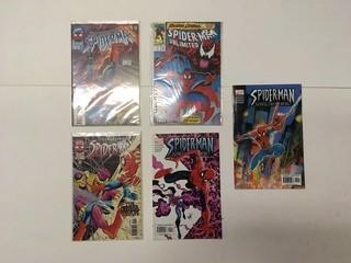 (5) Spiderman Comic Books.