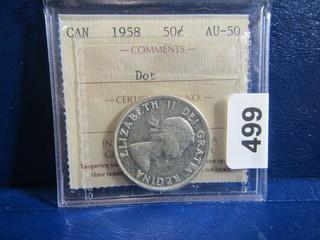 Canada Fifty Cents 1958 AU -50 ICCS