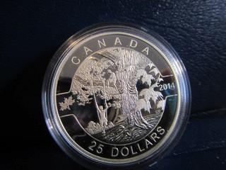 2014 Twenty Five Dollar 1 oz 99.99 Fine Silver   "UNDER THE MAPLE TREE"