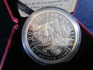 2012 Twenty  Dollar 1 oz 99.99 Fine Silver   "NOVA SCOTIA FISHING VILLAGE"