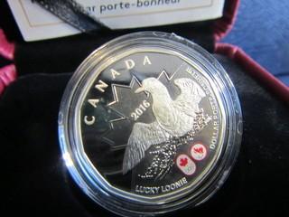 2016 Colored LUCKY LOONIE 99.99 Fine Silver