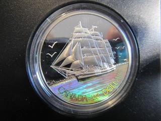 2005 Twenty Dllar 1oz 99.99 Fine Silver Coin "THREE MASTED SHIP"