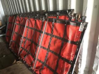 (9) Orange Tarps c/w Steel Frames.