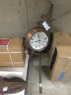 Bronze Clock On Metal Stand, Damaged.