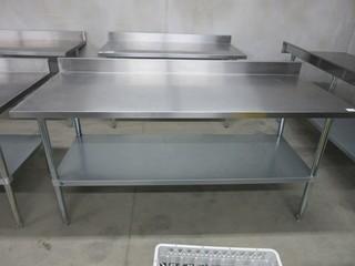 Stainless Steel Table 6' Length, w/ undershelf and backsplash.