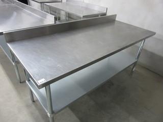 Stainless Steel Table 6' Length, w/ undershelf and backsplash.
