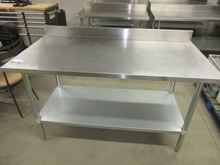 Stainless Steel Table 5' Length, w/ undershelf and backsplash.