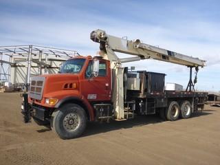 2004 Sterling Boom Truck 86' + 44' c/w CAT C7 300 HP, 8LL Eaton Fuller, Webasto, A/C, PTO, Showing 116,652 KMS, 262" W/B, Fronts 425/65R22.5 Tires At 70%, 20,000LB Axle Rating, Rears 11R22.5 Tires At 80%, 40,000 Axle Rating, VIN 2FZHATDCX4AM56624 c/w National Crane 800D, 46,000LB, Outriggers, LMI, Digital Scale, 4 Section Boom, 2 Section Jib (Manual Fold), Gunnebo 12.5 Ton Block, 22' Deck w/ Storage Boxes, Showing 1,907 Hours, Double Frame, Pintle Hitch Receiver, Tire Chains, CVIP 09/20, SN 290019 *Manuals Located In Office*