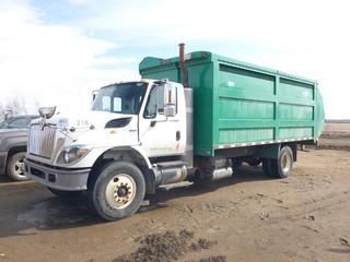 2008 International 7300 Workstar Garbage Truck, Side Load c/w Magnaforce, 245 HP Diesel, A/T, A/C, PTO, Showing 270,837 KMS, 238" W/B, Tires 11R22.5 at 70%, 12,000LB Front Axle Rating, 21,000LB Rear Axle Rating, VIN 1HTZZAANX8J674548 c/w 2009 Labrie Top Select TSRH, 231" Box, SN TS09110VAE, Rear Camera, LS and RS Steering *NOTE: Rear Dent, LS Door Handle Cover Missing*