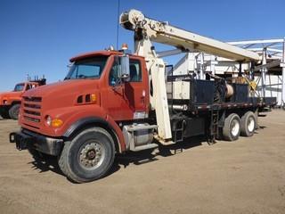 2005 Sterling LT7500 Boom Truck 85' + 45' c/w CAT C9 296 HP, 8LL Eaton Fuller, Showing 178,868 KMS, 19,153 Hours, 262" W/B, 425/65R22.5 Front Tires At 65%, 20,000LB Axle Rating, 11R22.5 Rear Tires At 60%, Rear Axle Rating 40,000LB, VIN 2FZHATDA95AN86913 c/w National 600D, 36,000LB, 4 Section Boom, 2 Section Jib (Manual fold), Johnson 15 Ton Block, Cranesmart, Front and Rear Outriggers, Winch w/ Nylon Cable, Storage Compartments, Deck, Man Basket, Double Frame, Pintle Hitch, Plumbing, Tire Chains, 10,040 Crane Hours *Manuals In Office* 