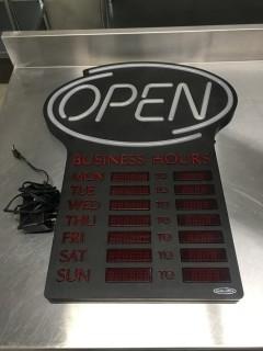 Open Sign w/Business Hours.