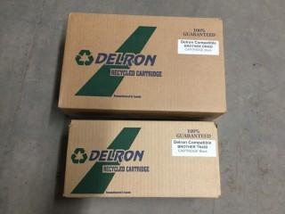 (2) Unopened Boxes of Delron Compatible Ink Cartridges Black, (1) box BROTHER DR400 (1) Box BROTHER TN460.