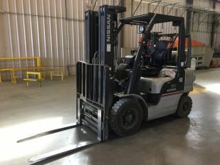 2011 Nissan Fork Lift Model # MP1F2A25LS, c/w 3 Stage Mast, Fork Positioning, 42" Forks, S/N P1F2-9H4006, Showing 2778 Hrs  5000 lb lifting capacity. *Cannot Be Removed Until Final Day of load out*