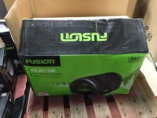Fusion CS-AT1100 360W 10" Active Tube Enclosure Subwoofer With Built In Amplifier.