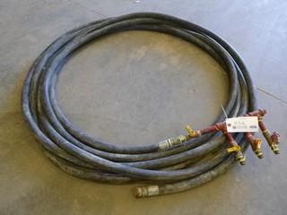 50' Propane Hose w/ 3 Outlets (1/2"), 350 PSI Max