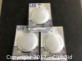 (3) Surface or Recess Mount LED Disc Lights