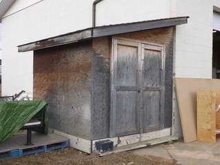 8' x 8' Garden Shed w/ Barn Door, Sloped Roof, Asphalt Shingles *Buyer Responsible For Loadout /Disassembly, Located At Camrose Custom Cabinets, 3623 47 Avenue, Camrose, AB. Viewing by appointment only*