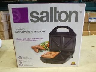 Salton Pocket Sandwich Maker, Model SM1068BK, 120V, 750Watt (W5-1-3)