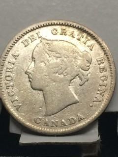 1886 Canada 5 Cent Coin.