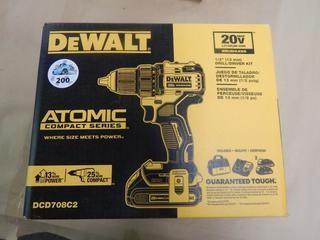 DeWalt Atomic Drill Driver Kit, (2) Batteries, Charger & Bag, New in Box.