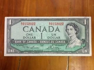 1954 Bank Of Canada One Dollar Bank Note.