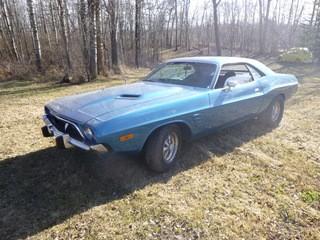 1973 Dodge Challenger C/w Manual, 8Cyl 340hp And 340 Pistol Grip 4-Speed Ralley Package. Showing 83,765Miles. VIN JH23H3B473302 *Note: Hole In Floor, Damage On Seat*