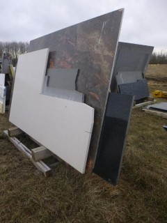 Qty Of Assorted Size Pieces Of Granite C/w Stand