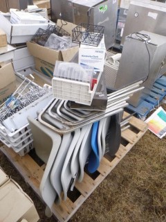 Qty Of (9) Chairs C/w Over Door Hangers, Trays, (2) Cutlery Dispensers And Tissue Dispenser