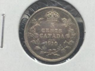 1910 Canada 5 Cent Coin.