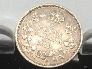 1912 Canada 5 Cent Coin.