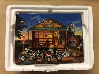 Harley Davidson "Electra Glide Leather Shop" Plate.